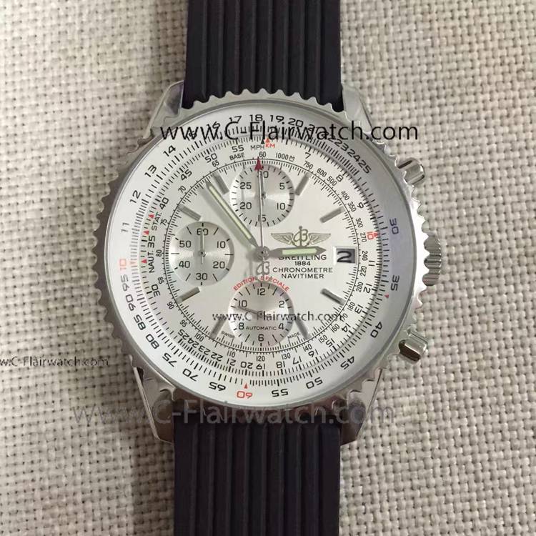 Fake Breitling Navitimer Rubber Strap White Dial Watch Edition S